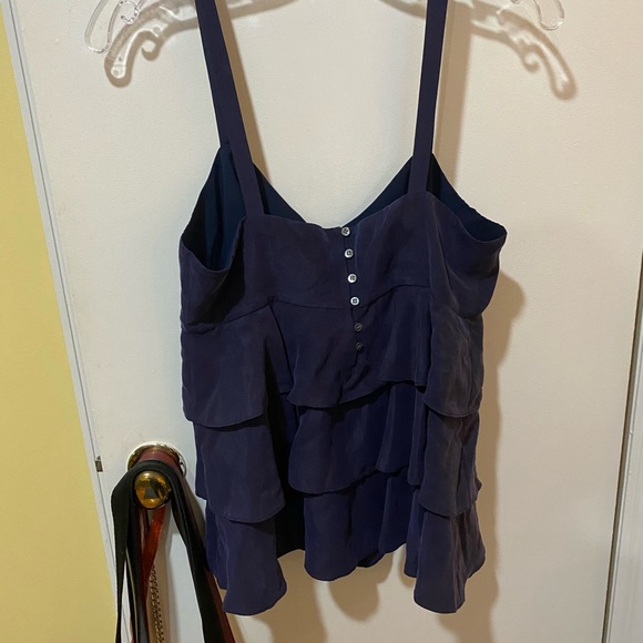 Navy Blue Ruffle Tank - Picture 2 of 4